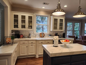 Whispering Birch and Hale Navy Kitchen Makeover: Apollo Sprayers HVLP Adds a Touch of Elegance