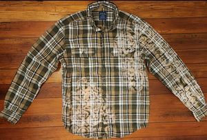 Vintage Distressed Flannel Muted Green