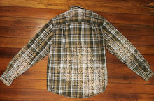 Vintage Distressed Flannel Muted Green