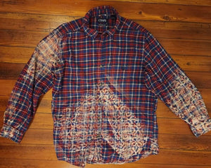 Vintage Distressed Flannel Red Blue