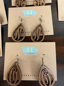 Walnut Monogram Earrings