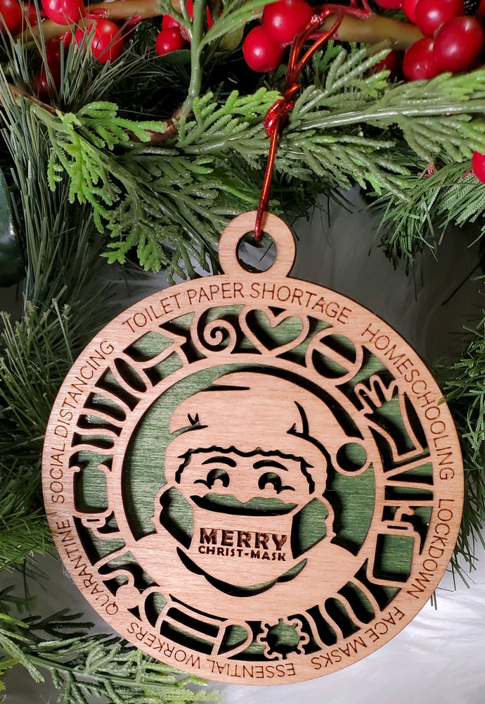 Wooden Ornament - Merry Christ Mask