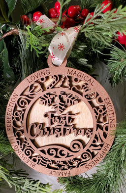 Personalized Wooden Ornament - First Christmas